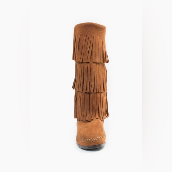 Minnetonka Brown Three Layer Fringe Boot - Picture 3 of 4